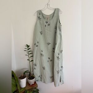 Sweet Jessie linen botanical print two piece dress set